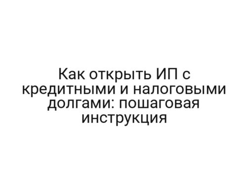 Как открыть ИП с кредитными и налоговыми долгами: пошаговая инструкция