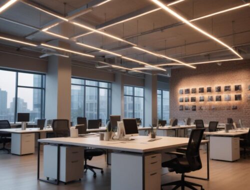Офисные светодиодные светильники на тросе